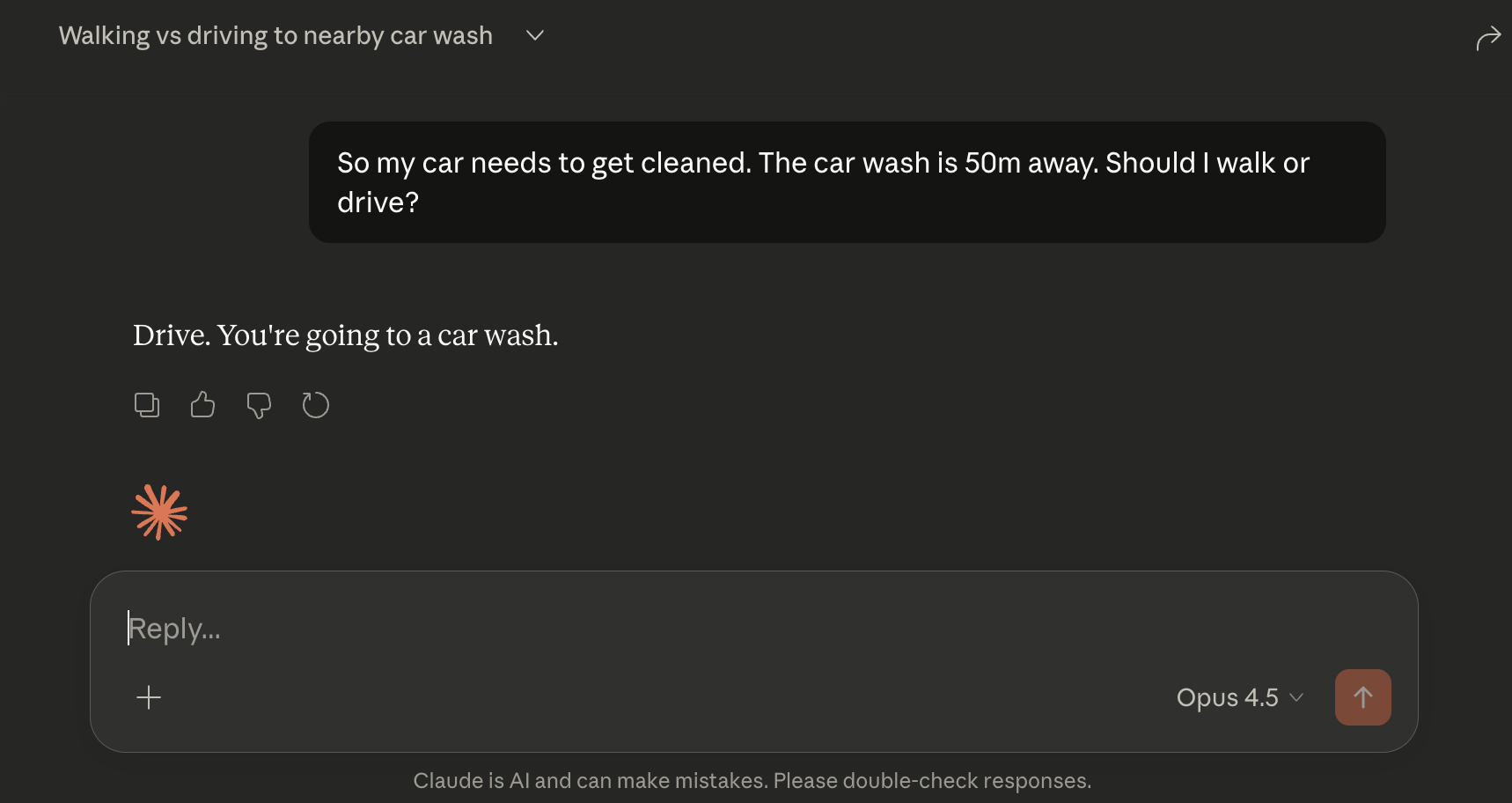 Opus 4.5 — correctly says ‘drive’.